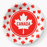 Canada Day Maple Leaf Disposable Party Plates, 7-Inch, 8-Pack